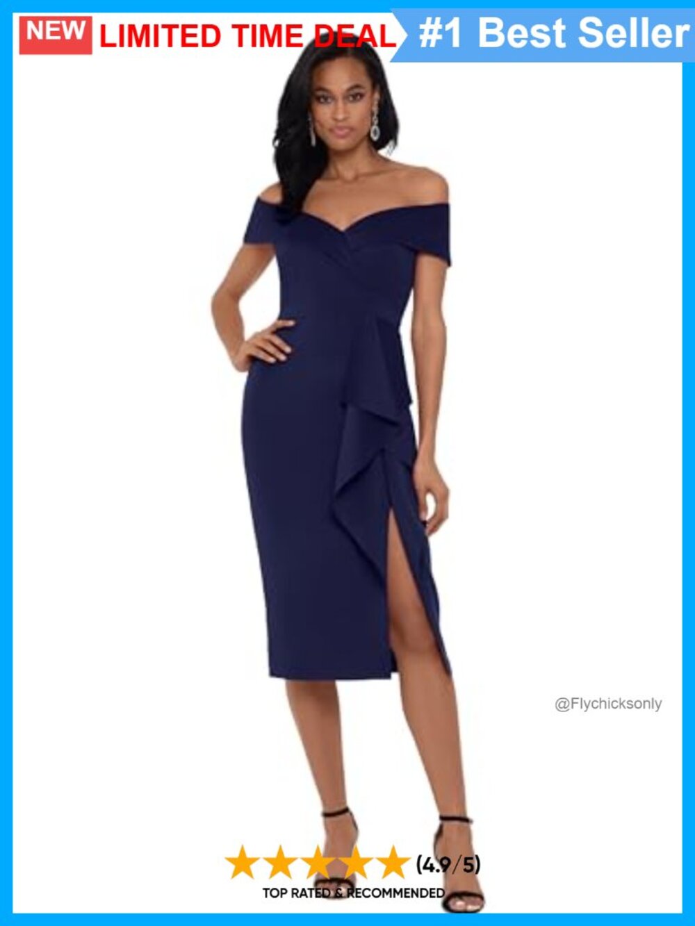 Halter Mock Neck Ruffle Knee Length Bodycon Dress Slit Backless Cocktail